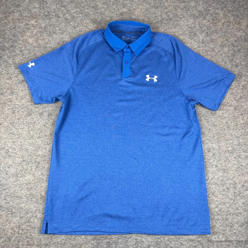 Under Armour HeatGear Golf Polo Shirt Loose Blue Mens Medium M‎